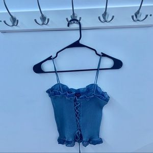 Ribbed Lace Up Tube Top